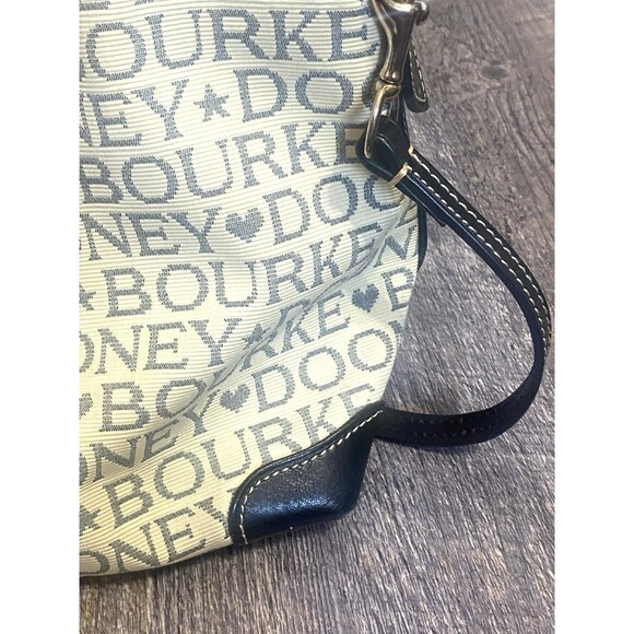 Dooney & Bourke Signature Jacquard Satchel Cream Leather Trim Shoulder Bag Y2K - Picture 12 of 16